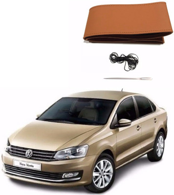 AUTOGARH Hand Stiched Steering Cover For Volkswagen Vento(Tan, Leatherite)
