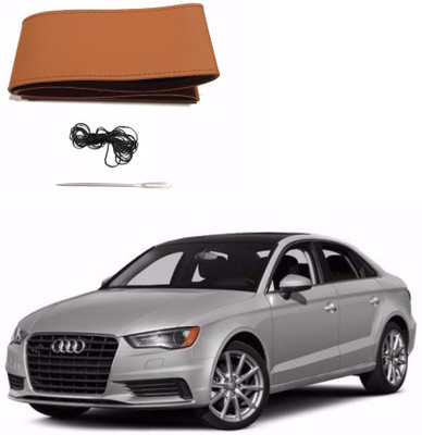 AUTOGARH Hand Stiched Steering Cover For Audi A3(Tan, Leatherite)