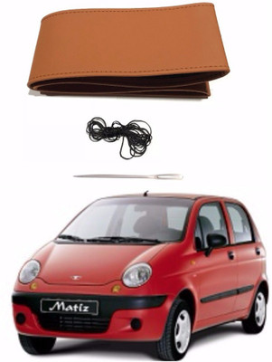 AUTOGARH Hand Stiched Steering Cover For Daewoo Cielo(Tan, Leatherite)