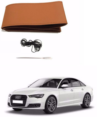 AUTOGARH Hand Stiched Steering Cover For Audi A6(Tan, Leatherite)