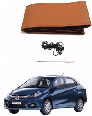 AUTOGARH Hand Stiched Steering Cover For Honda Amaze(Tan, Leatherite)