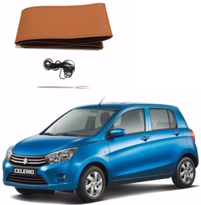 AUTOGARH Hand Stiched Steering Cover For Maruti Celerio(Tan, Leatherite)