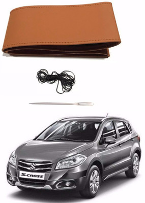 AUTOGARH Hand Stiched Steering Cover For Maruti S-Cross(Tan, Leatherite)