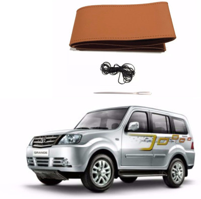 AUTOGARH Hand Stiched Steering Cover For Tata Sumo Grand(Tan, Leatherite)