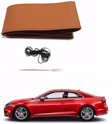 AUTOGARH Hand Stiched Steering Cover For Audi S5(Tan, Leatherite)
