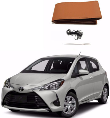 AUTOGARH Hand Stiched Steering Cover For Toyota Etios Liva(Tan, Leatherite)