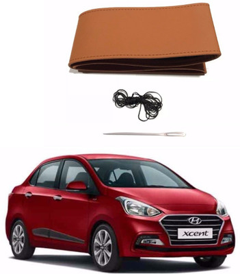 AUTOGARH Hand Stiched Steering Cover For Hyundai Xcent(Tan, Leatherite)