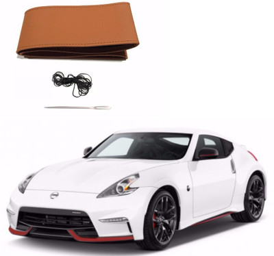 AUTOGARH Hand Stiched Steering Cover For Nissan 370z(Tan, Leatherite)