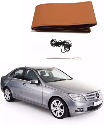 AUTOGARH Hand Stiched Steering Cover For Mercedes Benz C200(Tan, Leatherite)