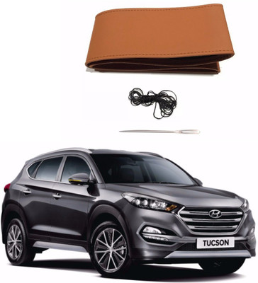 AUTOGARH Hand Stiched Steering Cover For Hyundai Tucson(Tan, Leatherite)