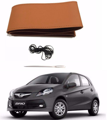AUTOGARH Hand Stiched Steering Cover For Honda Brio(Tan, Leatherite)