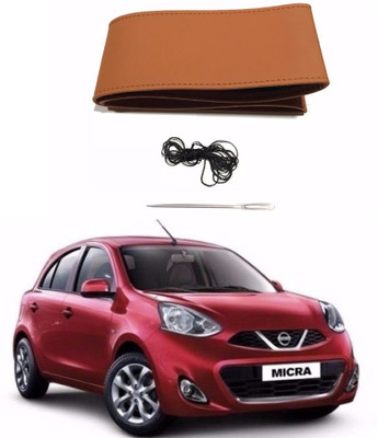 AUTOGARH Hand Stiched Steering Cover For Nissan Micra(Tan, Leatherite)