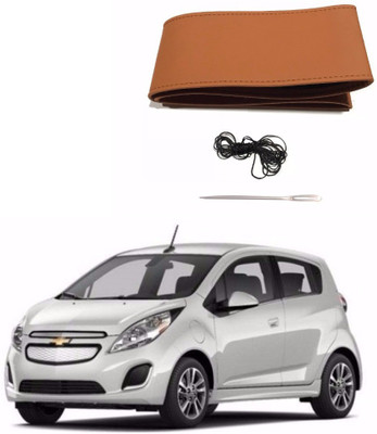 AUTOGARH Hand Stiched Steering Cover For Chevrolet Spark(Tan, Leatherite)