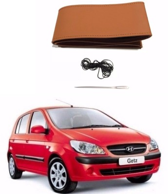 AUTOGARH Hand Stiched Steering Cover For Hyundai Getz(Tan, Leatherite)