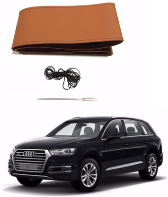 AUTOGARH Hand Stiched Steering Cover For Audi Q7(Tan, Leatherite)