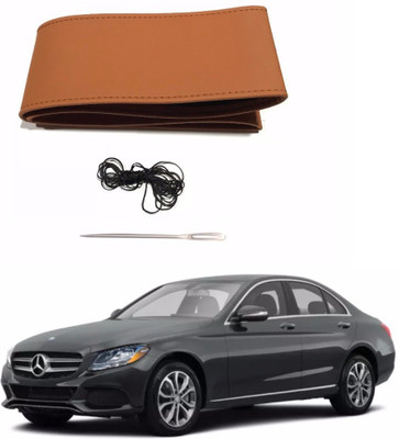 AUTOGARH Hand Stiched Steering Cover For Mercedes Benz E350(Tan, Leatherite)