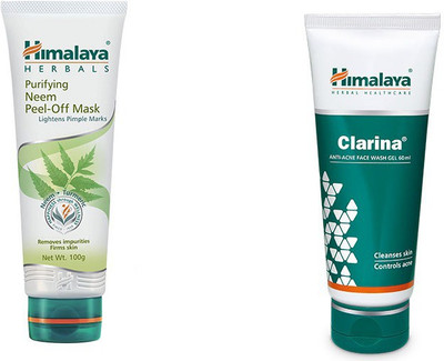 

Himalaya Purifying Neem Peel Off Mask, Clarina Anti Acne Face Wash(Set of 2)