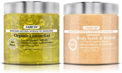 

Fabeya Biocare Organic Lemon Gel and Orange Scrub 340ML each-Pack of 2- No Paraben(Set of 2)