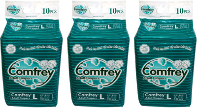

Comfrey FOR WAIST SIZE 40"-55" INCHES Adult Diapers - L(30 Pieces)