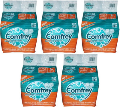 

Comfrey PANT STYLE EASY WEAR ADULT DIAPER PANTS, LARGE SIZE, ( 10 Pcs. PACK ), SET OF 5 PACKS, FOR WAIST SIZE 30"-39" INCHES. - L(50 Pieces)