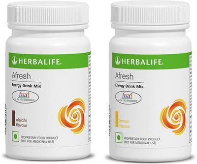 

Herbalife Afresh Energy Drink -lemon-ilaichi - Pack of 1 each Energy Drink(2x50 g, lemon-ilaichi Flavored)