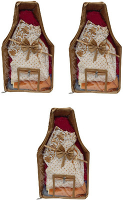 

Addyz Pack of 3 Pieces Front Side Transparent Premium Satin Blouse Cover(Golden)