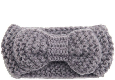 

Ziory Grey Handmade Winter Warm Wool Knitting Bowknot Headbands Kids Hair Accessories for Baby Boys and baby Girls Head Band, Hair Band(Grey)