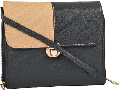 

fashno Sling Bag(Black, Beige), Beige;black