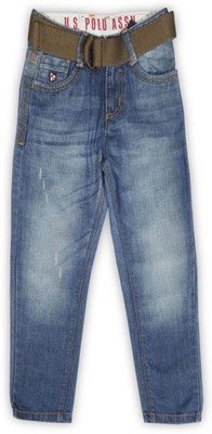 

US Polo Kids Regular Boys Blue Jeans, Med blue