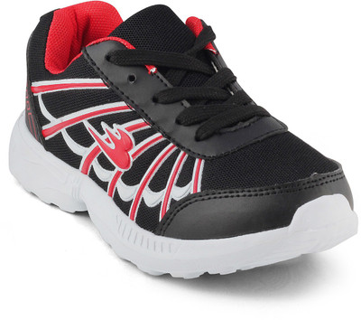 

KITTENS Boys Lace Running Shoes(Black, Black/red