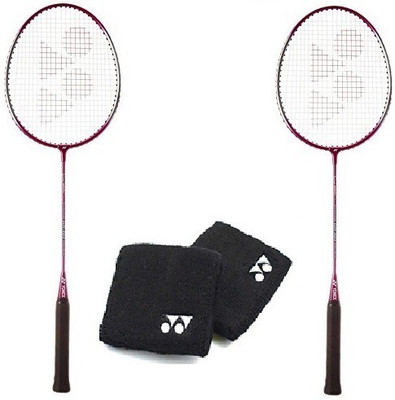 

Yonex Combo of Four, Two 'GR 303 Saina Nehwal Special Edition' Badminton Rackets ( Dark Pink / Magenta) and One 'Pair of Wrist Band (Color On Availability) Badminton Kit