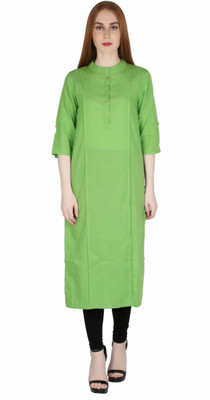 MARAMI Women Solid Straight Kurta(Green)