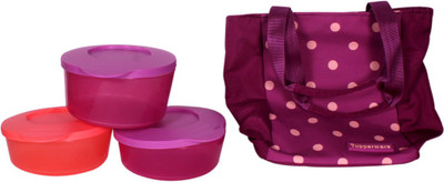 

Tupperware Polka Lunch 3 Containers Lunch Box(350 ml), Multicolor