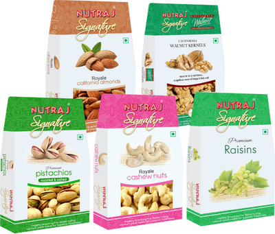 

Nutraj Signature Daily Needs Pack of 5 (1000 g) Walnuts, Almonds, Cashews, Pistachios, Raisins(1000 g, Pouch)