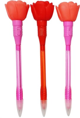 

eRunners Set of 3 Beautiful Rose Flower Figured Lighitng Ball Pen for Kids Birthday Gift Pen Gift Set(Pack of 3)