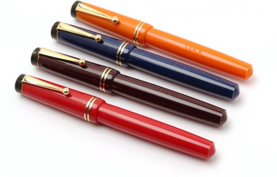 Ledos LOT OF 4 - Glare Collection Diplomate Acrylic 3in1 Ink Filling System Fountain Pen(Pack of 4, Ink Color - Blue)