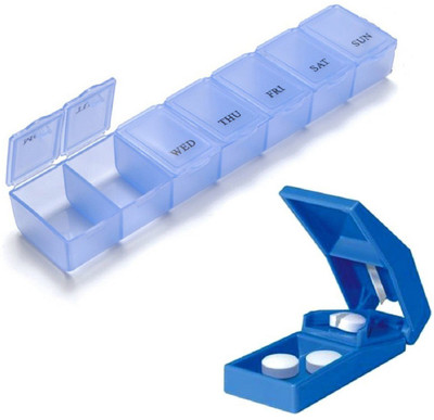 

HUNTING HOBBY Capsules 7 Grid Organizer Box With Pill Splitter Tablets, Pills, Capsules 7 Grid Organizer Box With Pill Splitter with Storage Compartments,Safe Design with Retracted Blade,Suitable for Multiple Size Tabs  Manual Pill Splitter with Storag