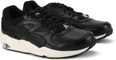

Puma R698 Perf Leather Sneakers For Men(Black, Puma black-whisper white-gold