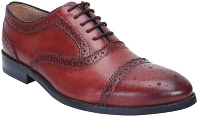 

Brune Wine leather hand made formal brogue shoe by men Oxford For Men(Brown