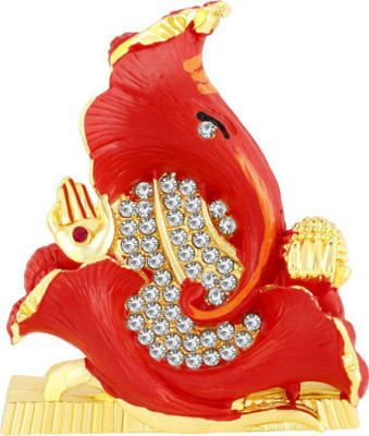 

SmsTraders Flower Ganesh Decorative Showpiece - 5.5 cm(Gold Plated, Red)