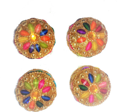 

MYEBIZSTORE Sindoor Dani(4 Pcs) Decorative Showpiece - 3 cm(Aluminium, Multicolor)