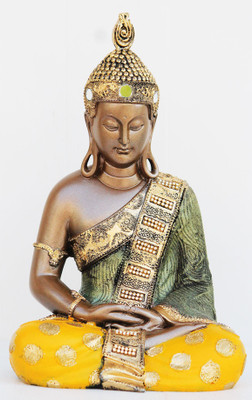

Gaba Trend Meditating Buddha Statue Decorative Showpiece - 27 cm(Polyresin, Dark Green, Yellow)