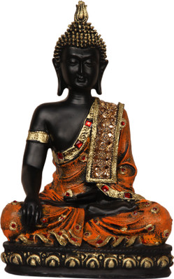 

Heeran Art Vastu Fengshui Religious Idol of Lord Gautama Buddha Decorative Statue studded with colored Rhinestones Decorative Showpiece - 27 cm(Microfibre, Orange)