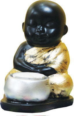

Gaba Trend Meditating Baby Buddha Statue Decorative Showpiece - 10 cm(Polyresin, Gold, Black)