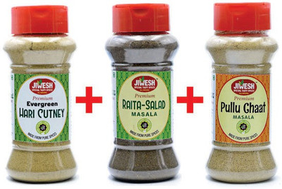 

Jiwesh SPICES SPECIAL COMBO PACK 300 GRMS (HARI CHUTNEY 100 GRMS, PULLU CHAT MASALA 100 GRMS, RAITA SALAD MASALA 100 GRMS)(300 g)