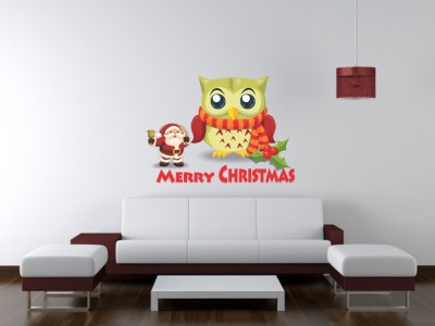 Decor Villa 58 cm Christmas Wall Sticker (Christmas bird,Size - 58 x 40 cm) Removable Sticker(Pack of 1)