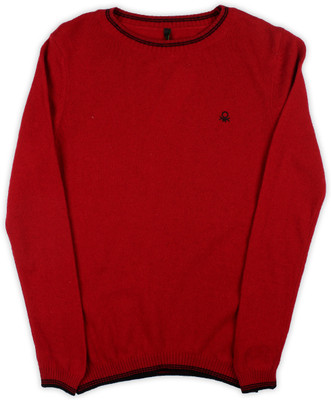 

United Colors of Benetton. Solid Round Neck Casual Boys Red Sweater, 281