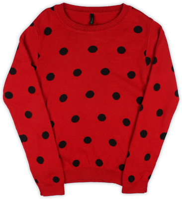 

United Colors of Benetton. Printed Round Neck Casual Girls Red Sweater, 902