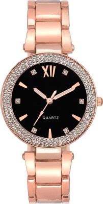 sooms simple & sobber look queen crystal studded rose gold and black dial DESIGNER ladies & girls Watch  - For Women   Watches  (Sooms)