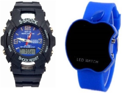 lavishable combo s-shock Blue apple Black Watch - For Boys Watch  - For Boys & Girls   Watches  (Lavishable)